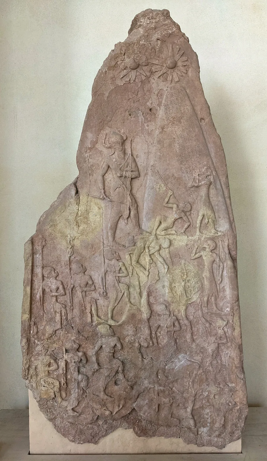The victory stele of Naram-Sin, held in the Louvre, showing the king wearing the horned crown